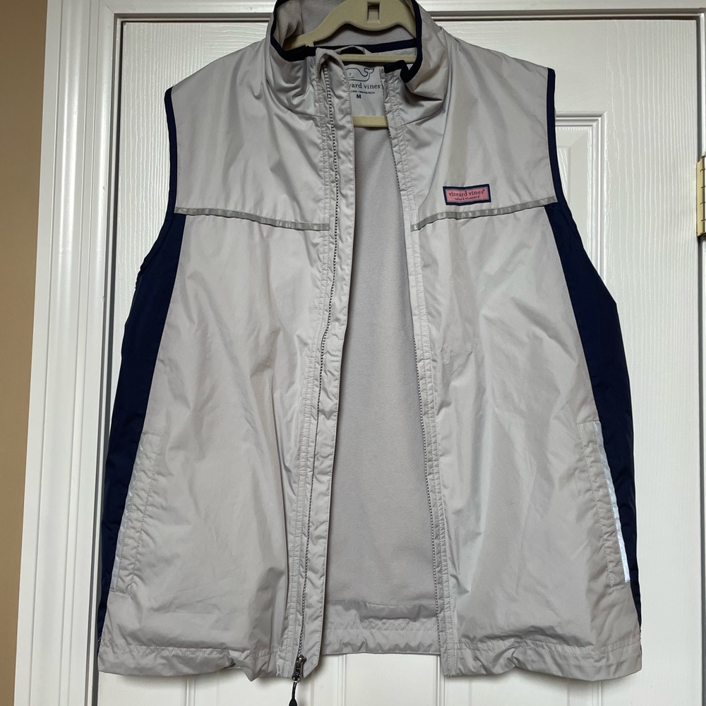 Vineyard Vines Gray Insulated Windbreaker Vest - Size Medium (Fits Like Large)